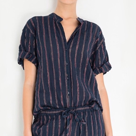 Xirena Kayden Stripe Shirt in Lapis small - Picture 1 of 5